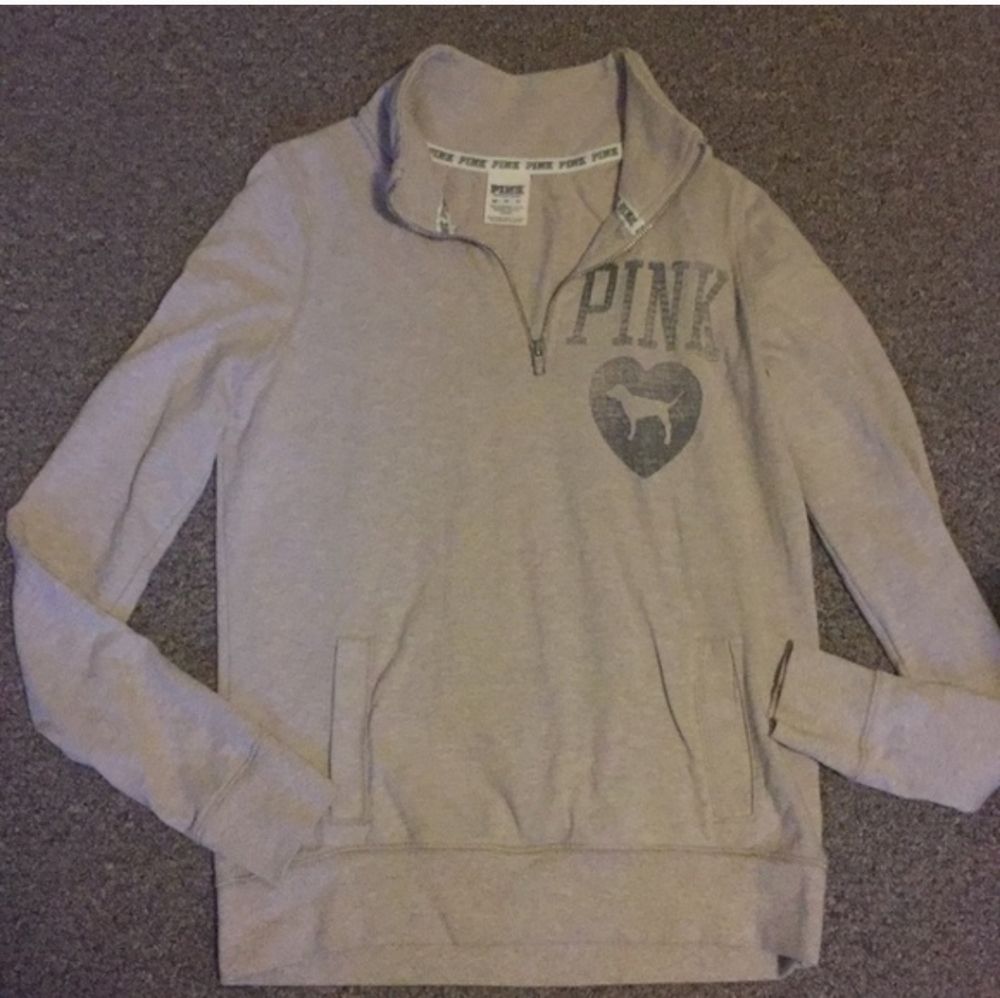 Victoria's Secret PINK Beige Half Zip Neck Sweater